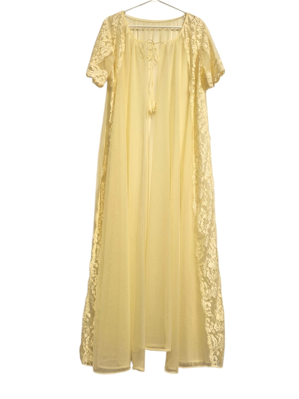 Vintage Shadowline Yellow Lace Peignoir Robe And Negligee Set - Small - Picture 6 of 10